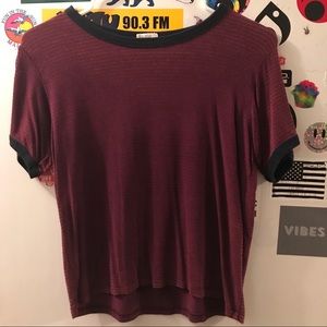 Brandy Melville dark red stripped T-shirt